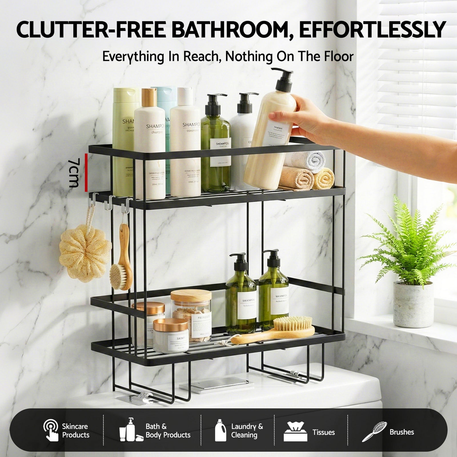 Over Toilet Storage Rack Bathroom Shelf Organizer 2 Tier