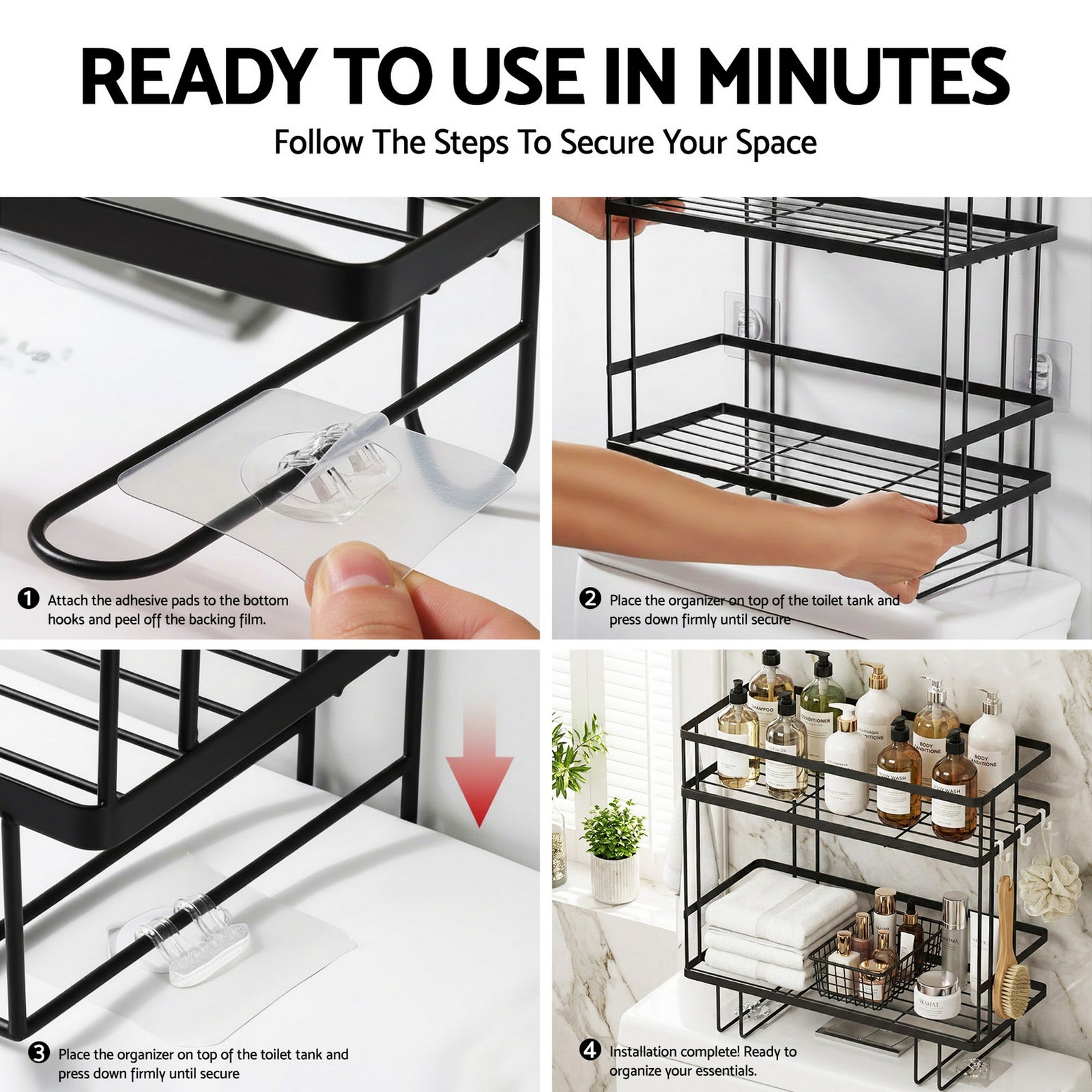 Over Toilet Storage Rack Bathroom Shelf Organizer 2 Tier