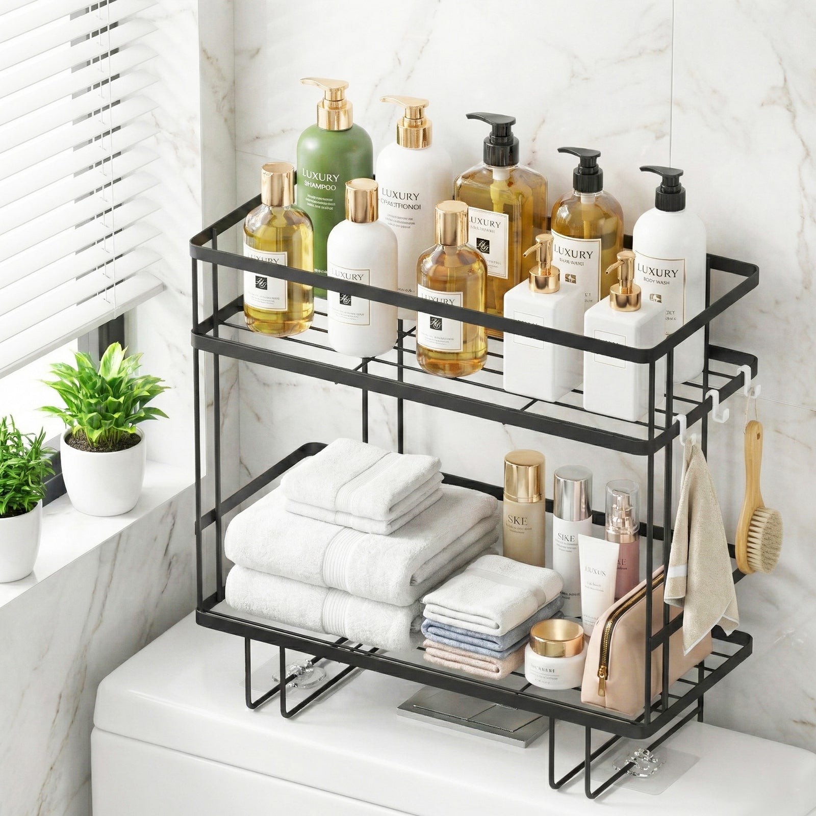 Over Toilet Storage Rack Bathroom Shelf Organizer 2 Tier