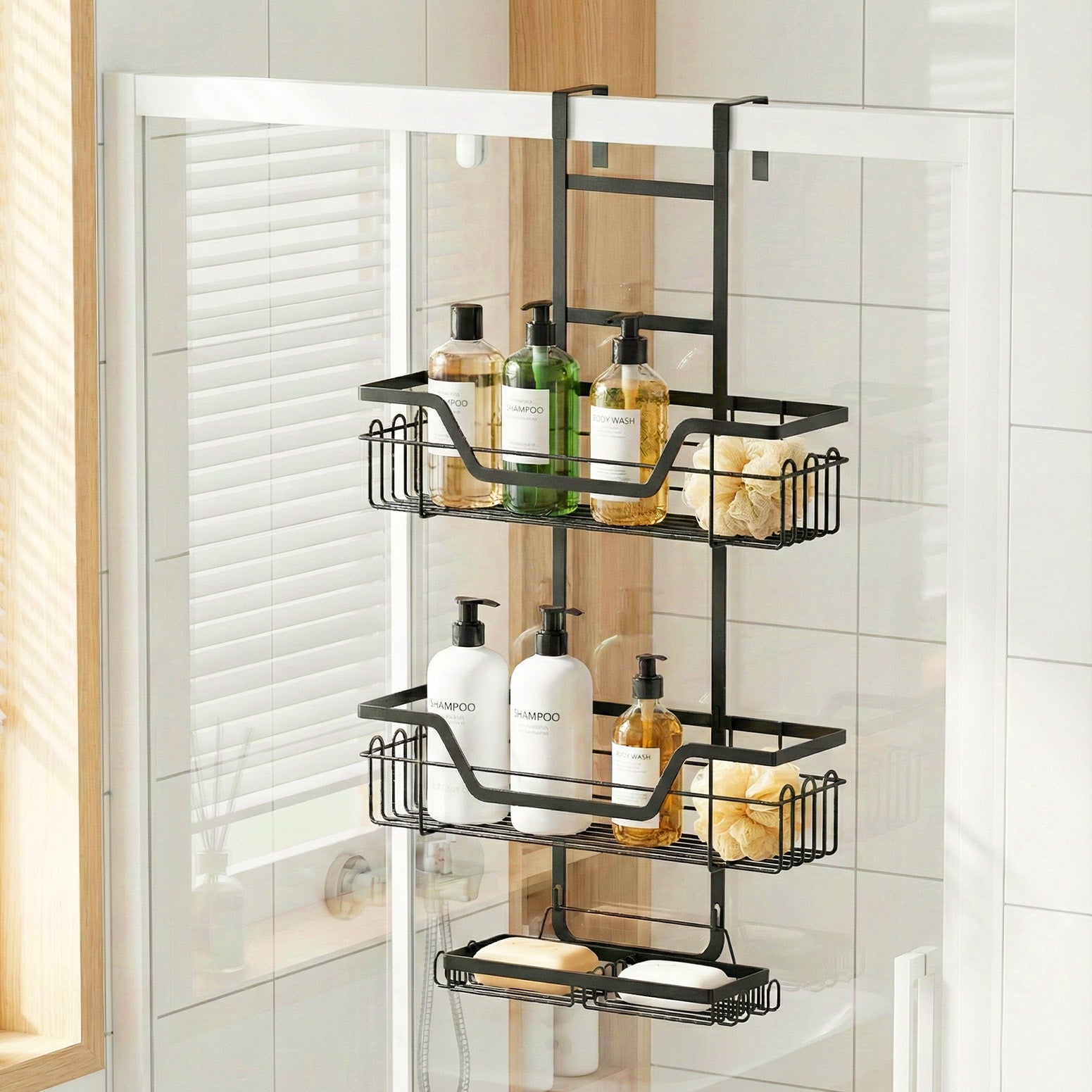 3 Tier Over The Door Shower Caddy Hanging Bathroom Storage Organizer