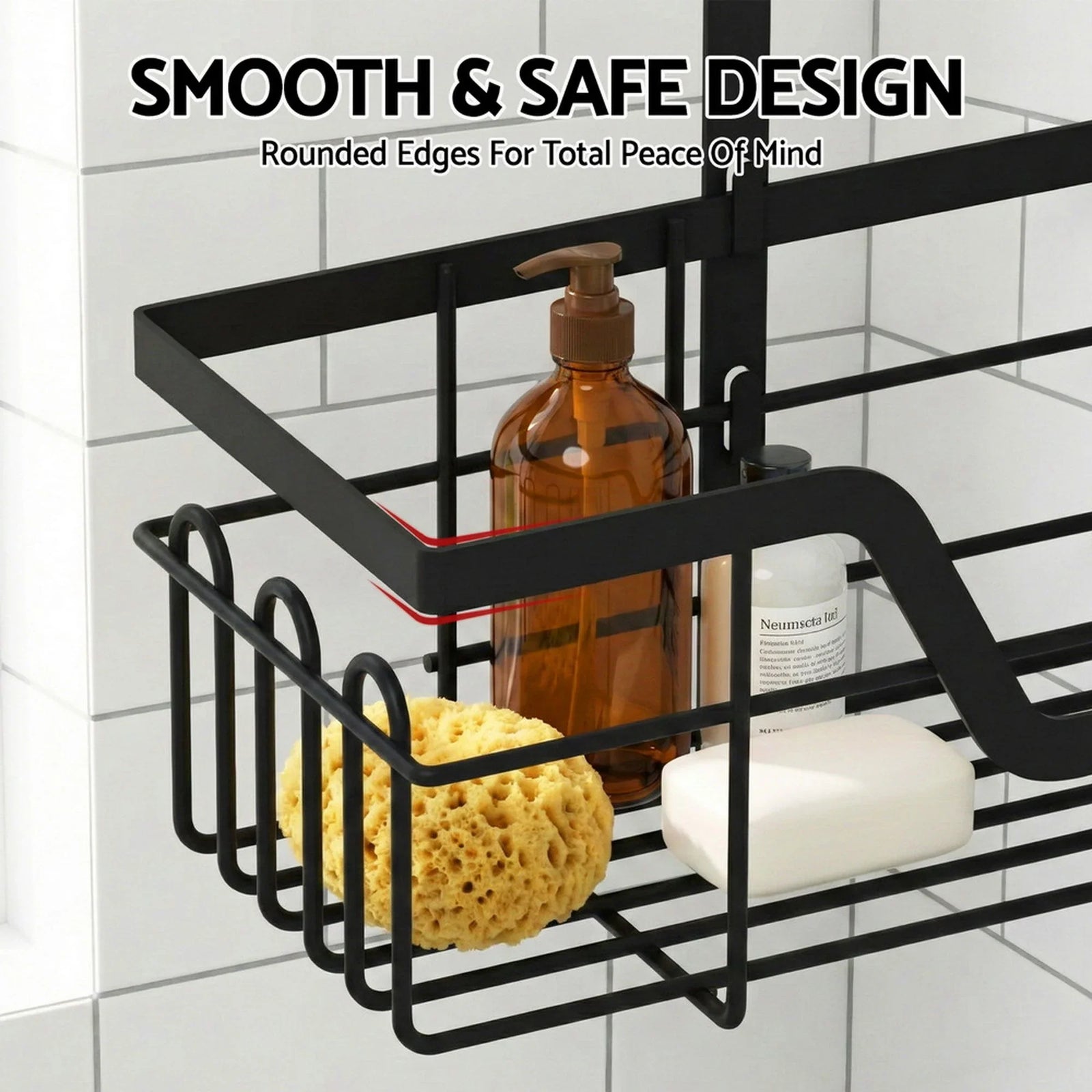 Bathroom Wall Shelf Set of 2 – 3‑Tier No‑Drill Clip‑On Storage Rack, Black