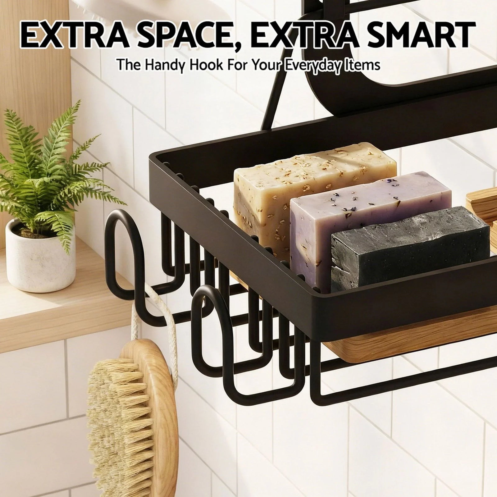 Bathroom Wall Shelf Set of 2 – 3‑Tier No‑Drill Clip‑On Storage Rack, Black