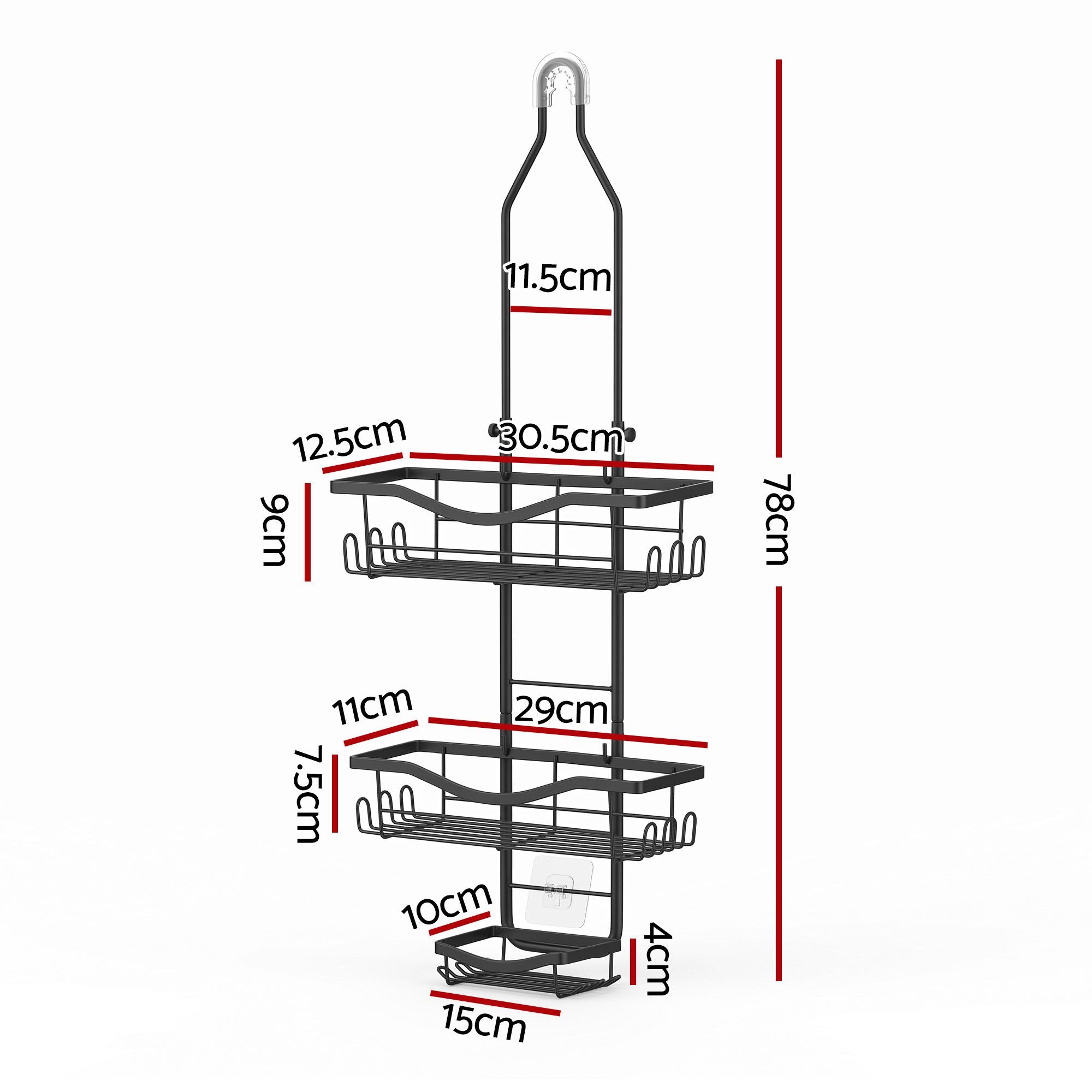 Artiss Hanging Shower Caddy Over Shower Head Bathroom Organiser Shelf Black
