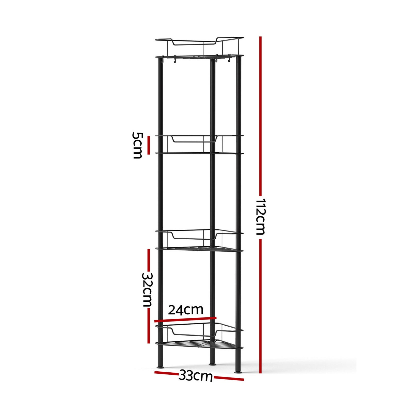 4 Tier Floor Standing Corner Shower Caddy Bathroom Organizer Black