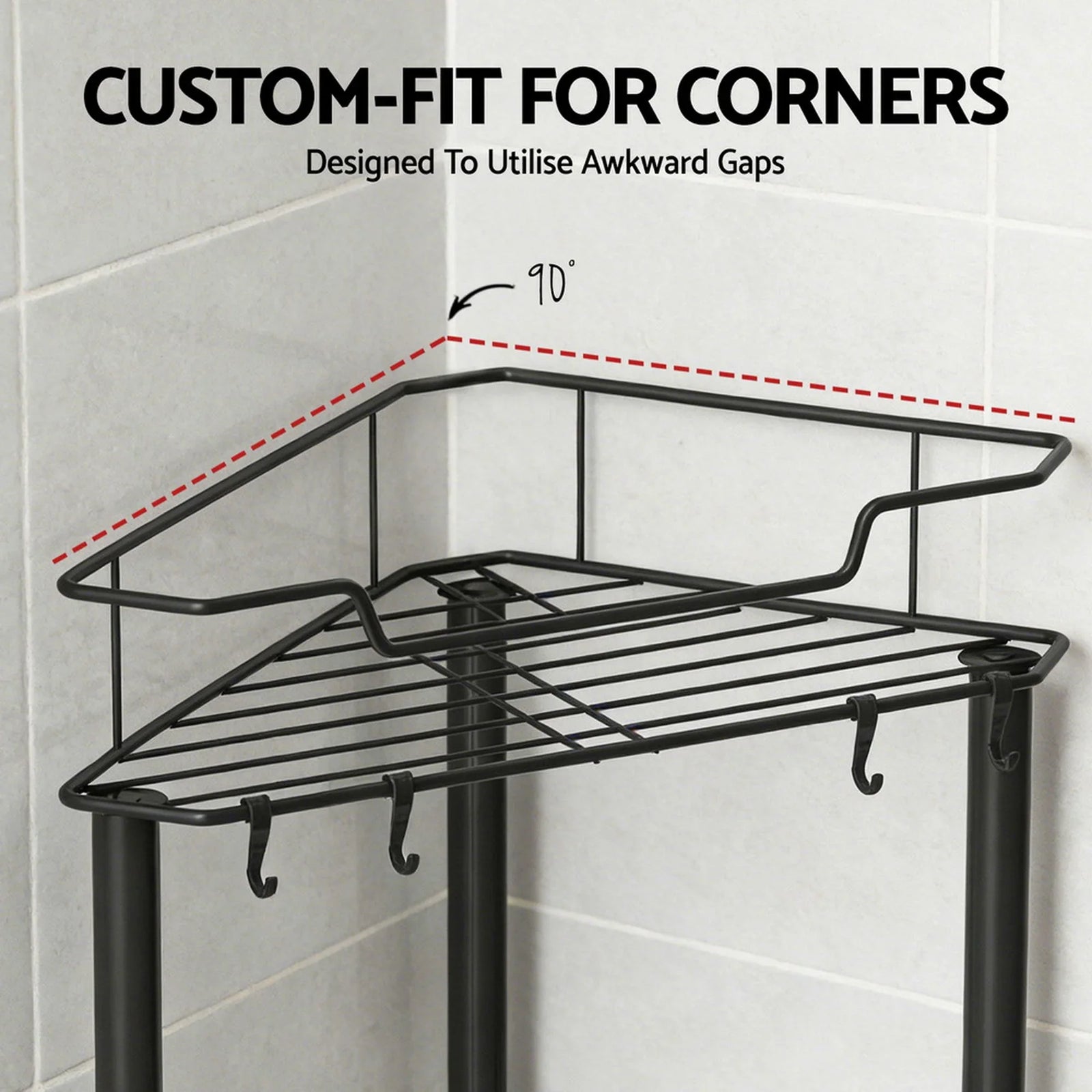2x Floor Standing Shower Caddy 4 Tier Rustproof Bathroom Storage