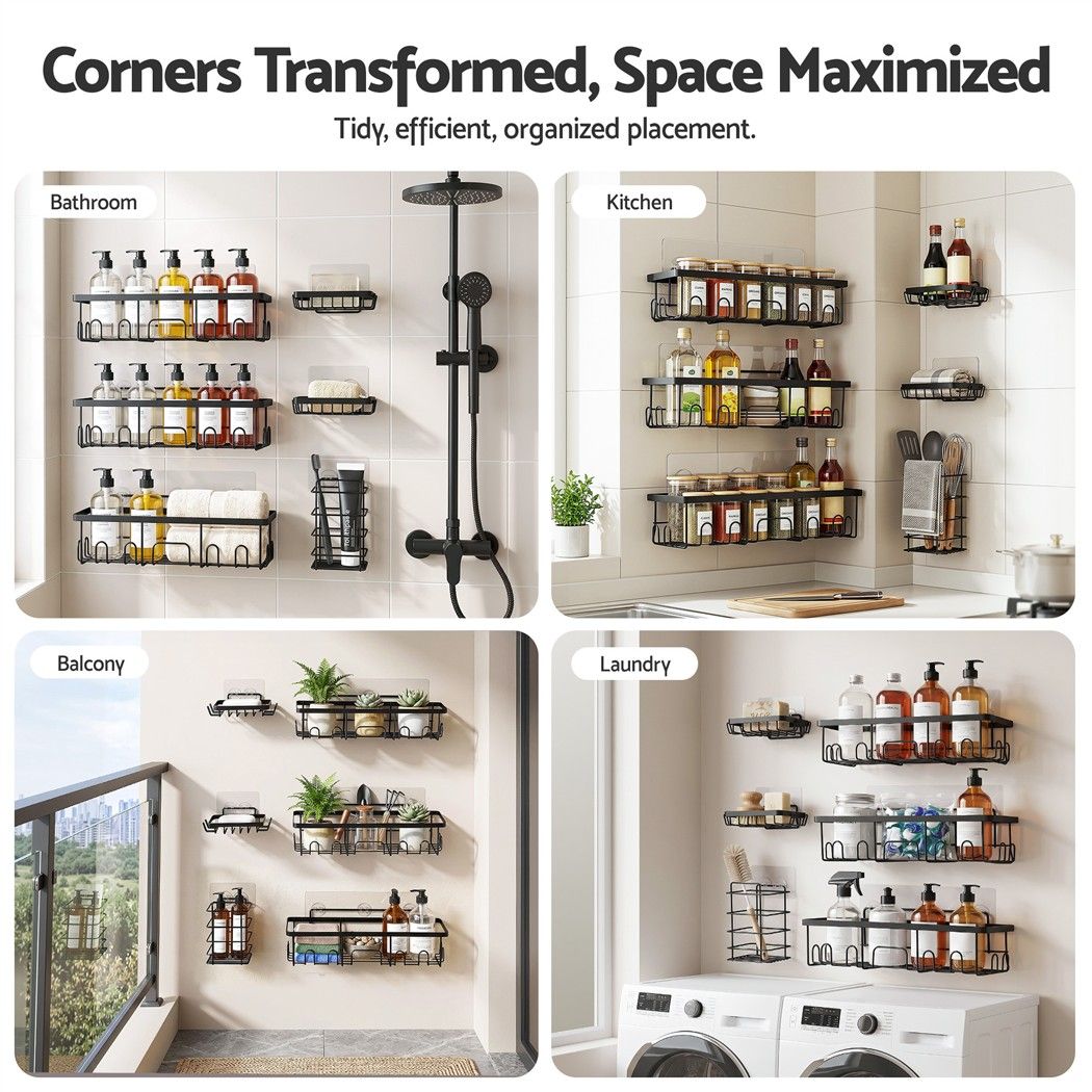 Artiss Shower Caddy Metal Bathroom Organiser Rust Resistant 6 Pack