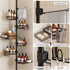 Artiss Tension Pole Shower Caddy Steel Corner Bathroom Shelf Black