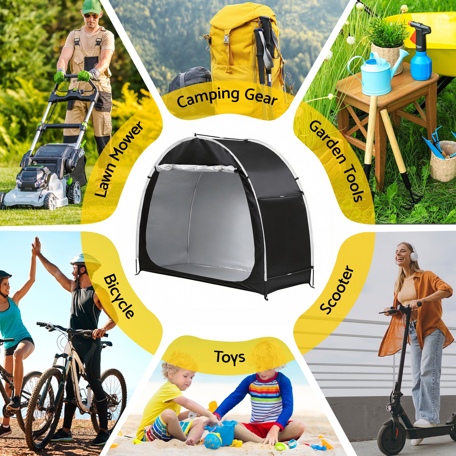 Bike Storage Tent Waterproof Outdoor UV Protection Shelter w/ Large Space