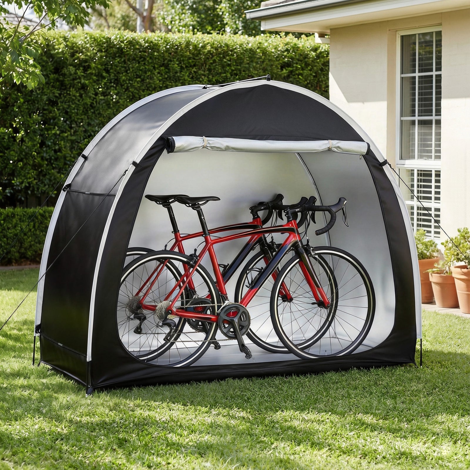 Bike Storage Tent Waterproof Outdoor UV Protection Shelter w/ Large Space