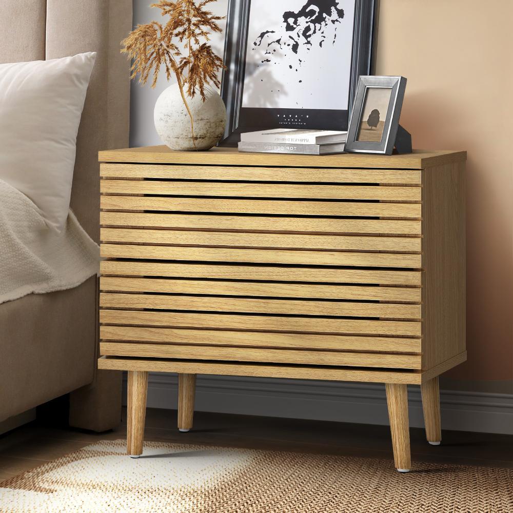 Bedside Tables 2 Drawers Unique Handle-Free