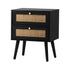 2X Bedside Table 2 Drawers Storage Cabinet Rattan