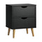 Bedside Table – Black, 2 Drawers, Modern Design, 40cm Storage Cabinet