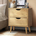 Bedside Tables 2 Drawers Air Gap Handle Wooden