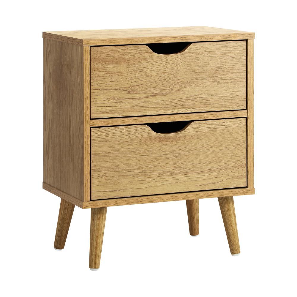 Bedside Tables 2 Drawers Air Gap Handle Wooden