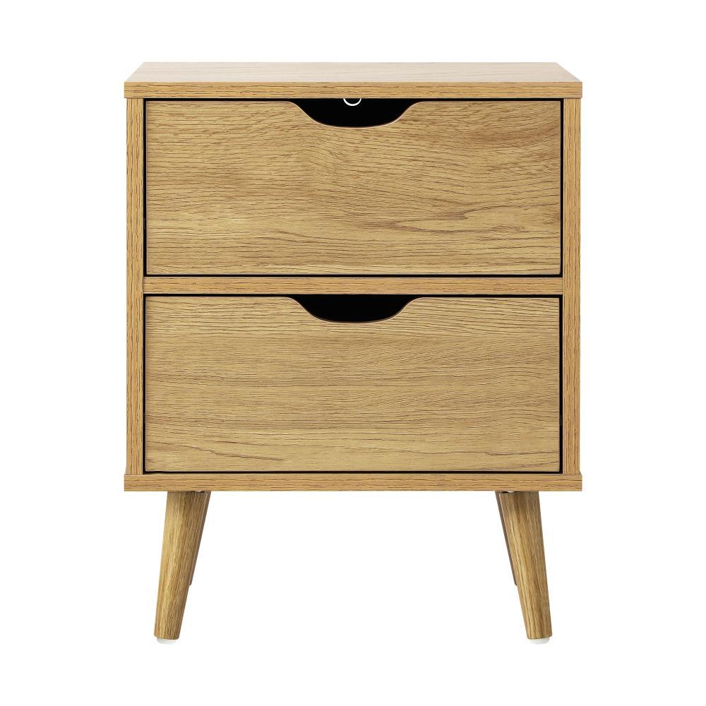 Bedside Tables 2 Drawers Air Gap Handle Wooden