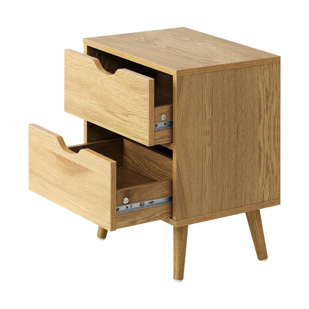Bedside Tables 2 Drawers Air Gap Handle Wooden