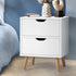 Bedside Tables 2 Drawers Air Gap Handle White