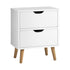 Bedside Tables 2 Drawers Air Gap Handle White