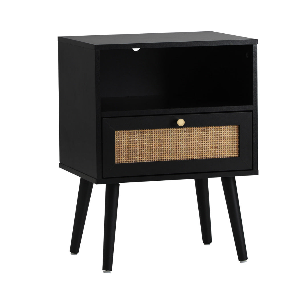 2X Bedside Table Storage Drawer Shelf Rattan