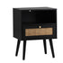2X Bedside Table Storage Drawer Shelf Rattan