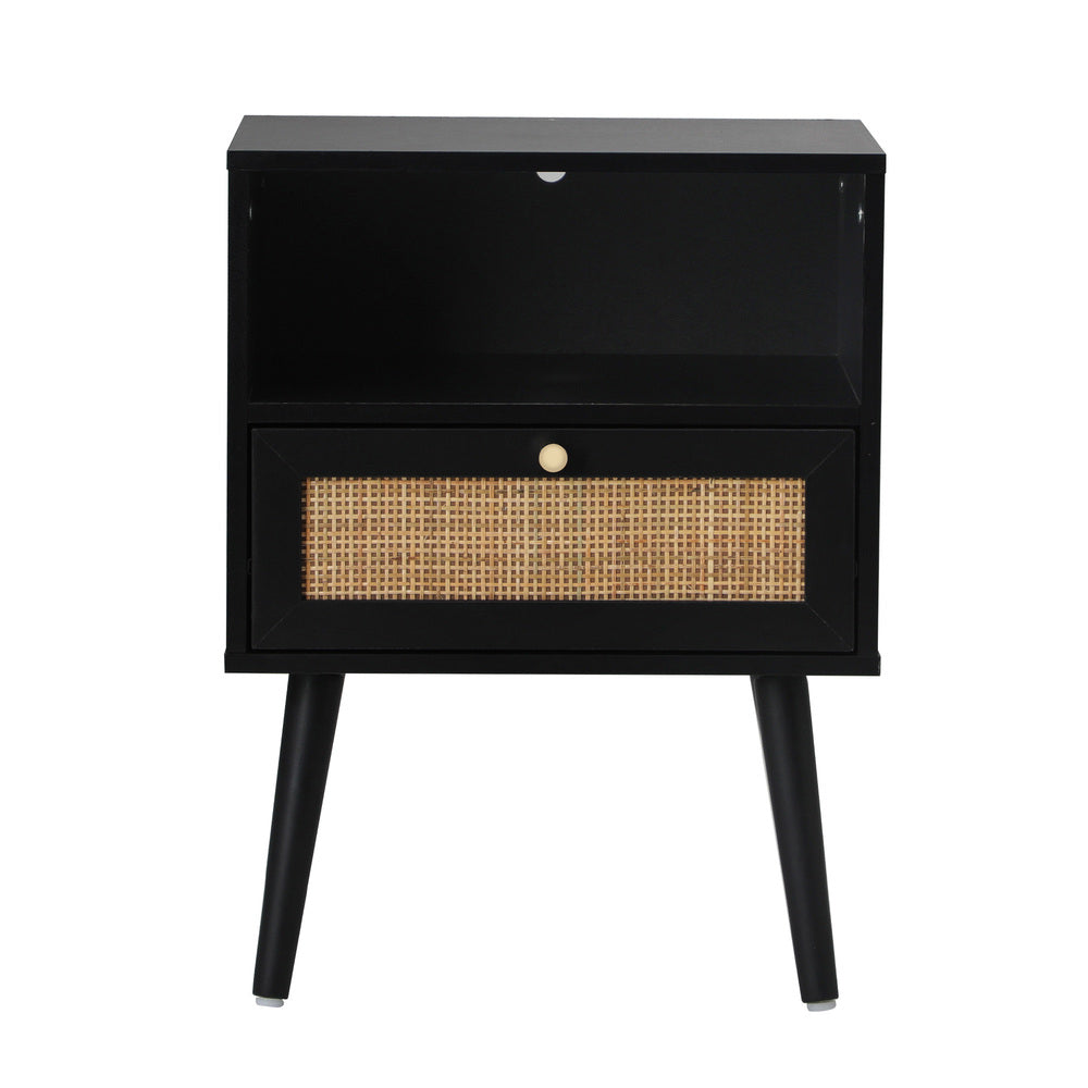 2X Bedside Table Storage Drawer Shelf Rattan
