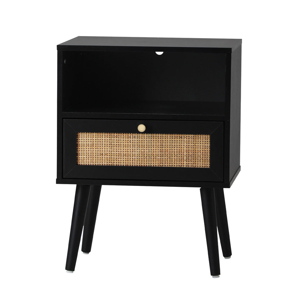 2X Bedside Table Storage Drawer Shelf Rattan