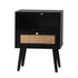 2X Bedside Table Storage Drawer Shelf Rattan