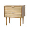 Oikiture Bedside Table – Natural 2‑Drawer Nightstand with Metal Handles