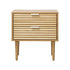 Oikiture Bedside Table – Natural 2‑Drawer Nightstand with Metal Handles