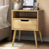 Bedside Table Handle-Free Open Shelf Wood