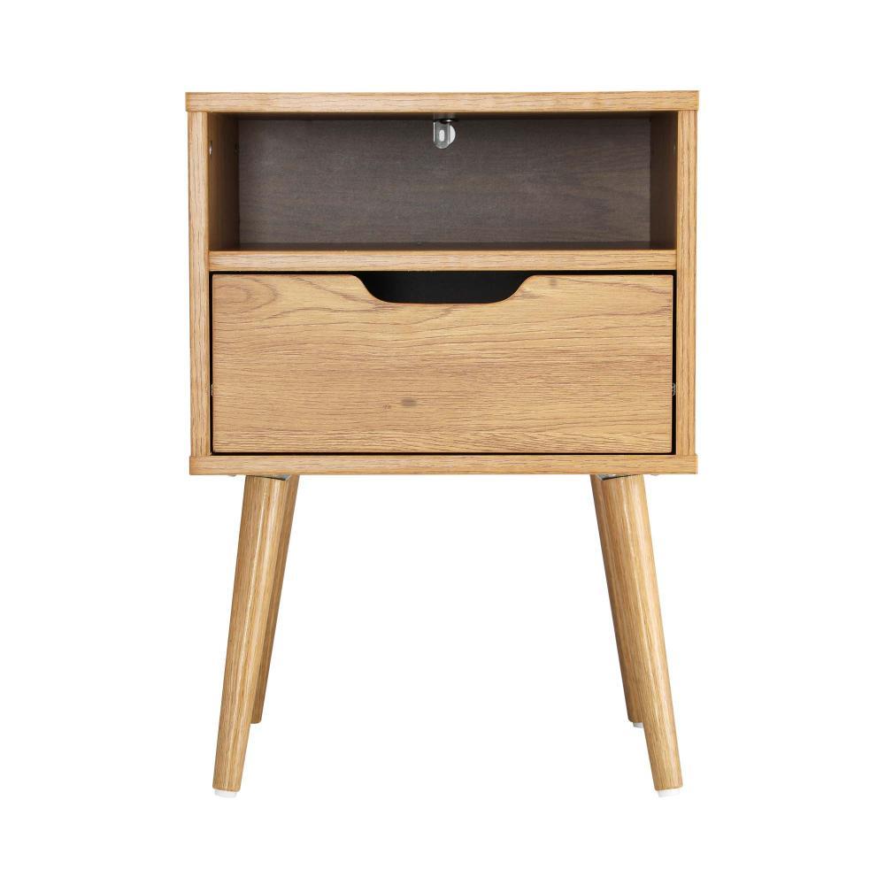 Bedside Table Handle-Free Open Shelf Wood
