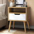 Bedside Table Handle-Free Open Shelf Wooden&White