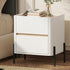 Oikiture Bedside Table 2 Drawer Nightstand Handle-Free White