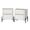 Oikiture 2PC Bedside Table 2 Drawer Nightstand Handle-Free White