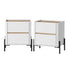 Oikiture 2PC Bedside Table 2 Drawer Nightstand Handle-Free White