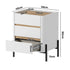 Oikiture Bedside Table 3 Drawer Nightstand Handle-Free White