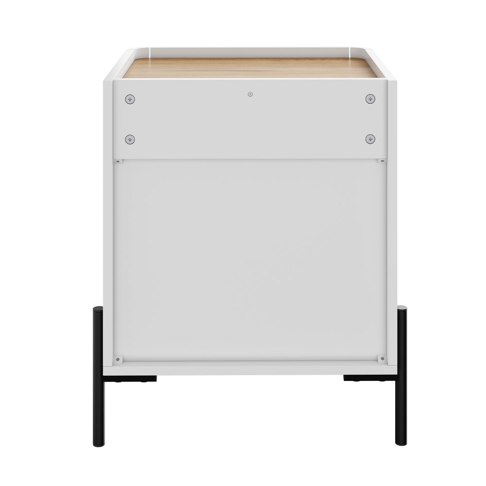 Oikiture Bedside Table 3 Drawer Nightstand Handle-Free White