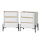 Oikiture 2PC Bedside Tables 3 Drawer Handle-Free Nightstands White Black