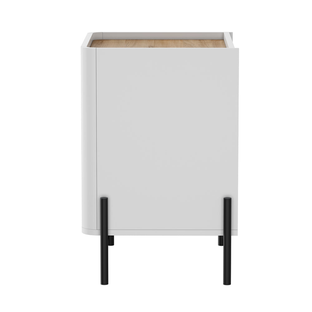 Oikiture Bedside Table 3 Drawer Nightstand Handle-Free White