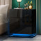 Oikiture LED Bedside Table RGB 3 Drawers High Gloss Black Nightstand
