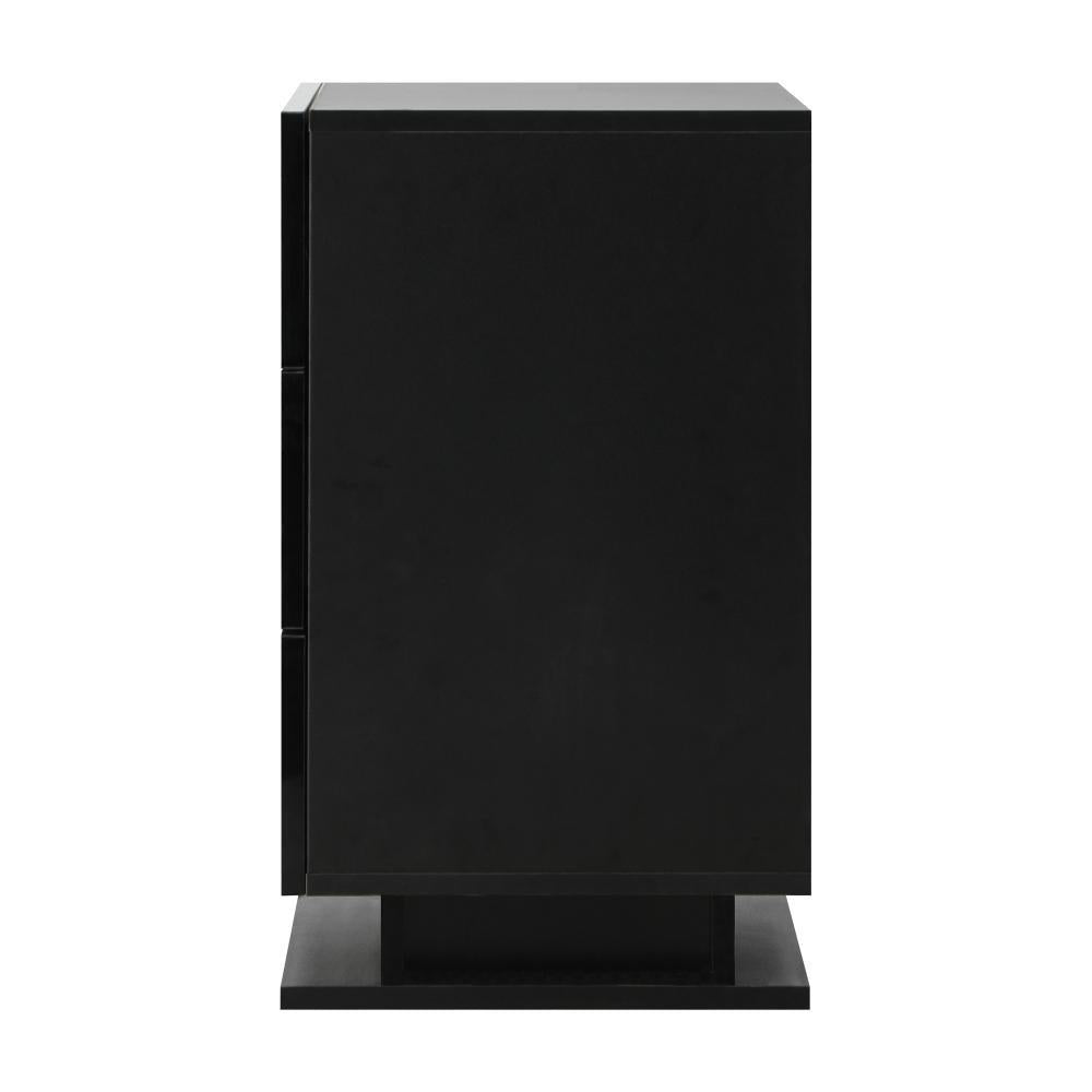 LED Bedside Table RGB 3 Drawers Black