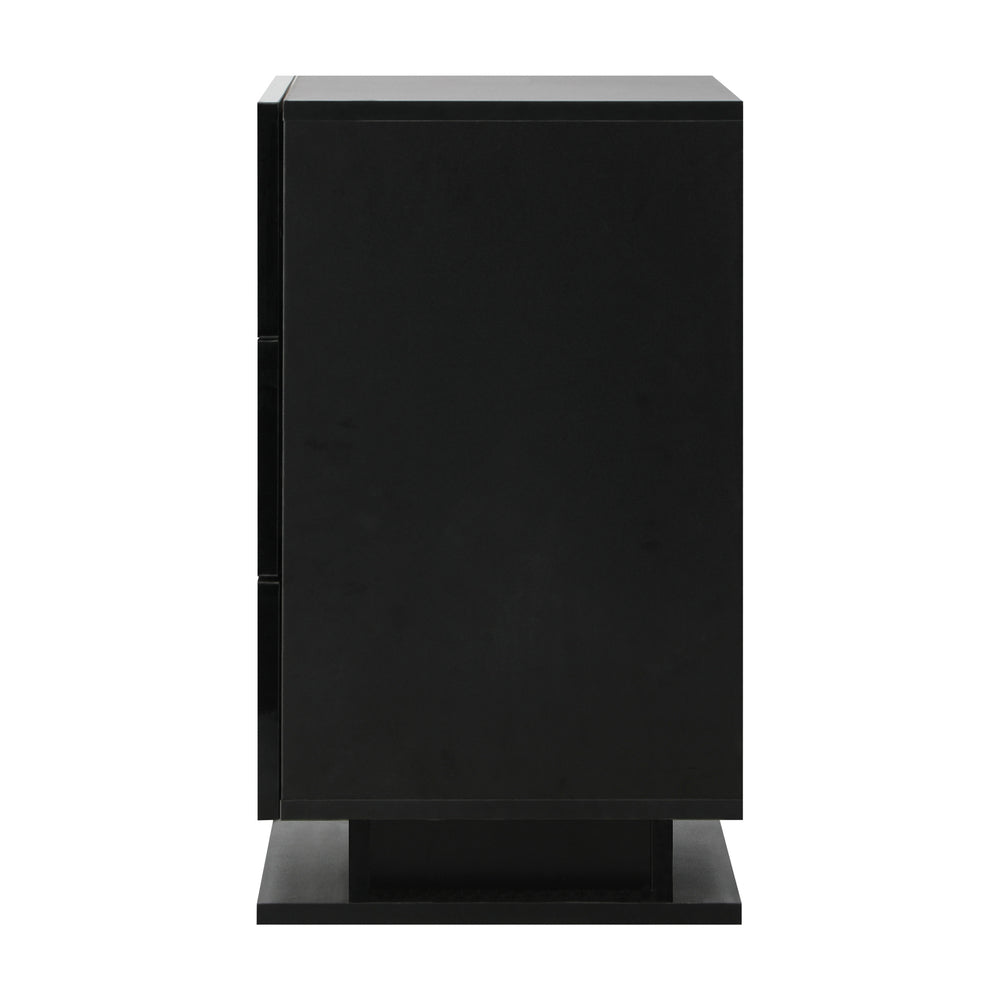 Bedside Tables Set of 2 LED Nightstand 3 Drawers