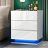 LED Bedside Table RGB 3 Drawers White