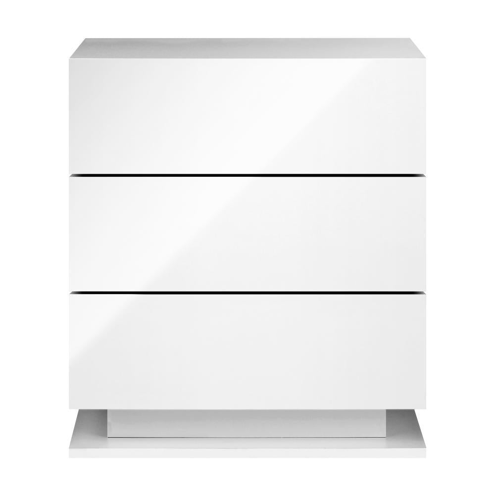 LED Bedside Table RGB 3 Drawers White
