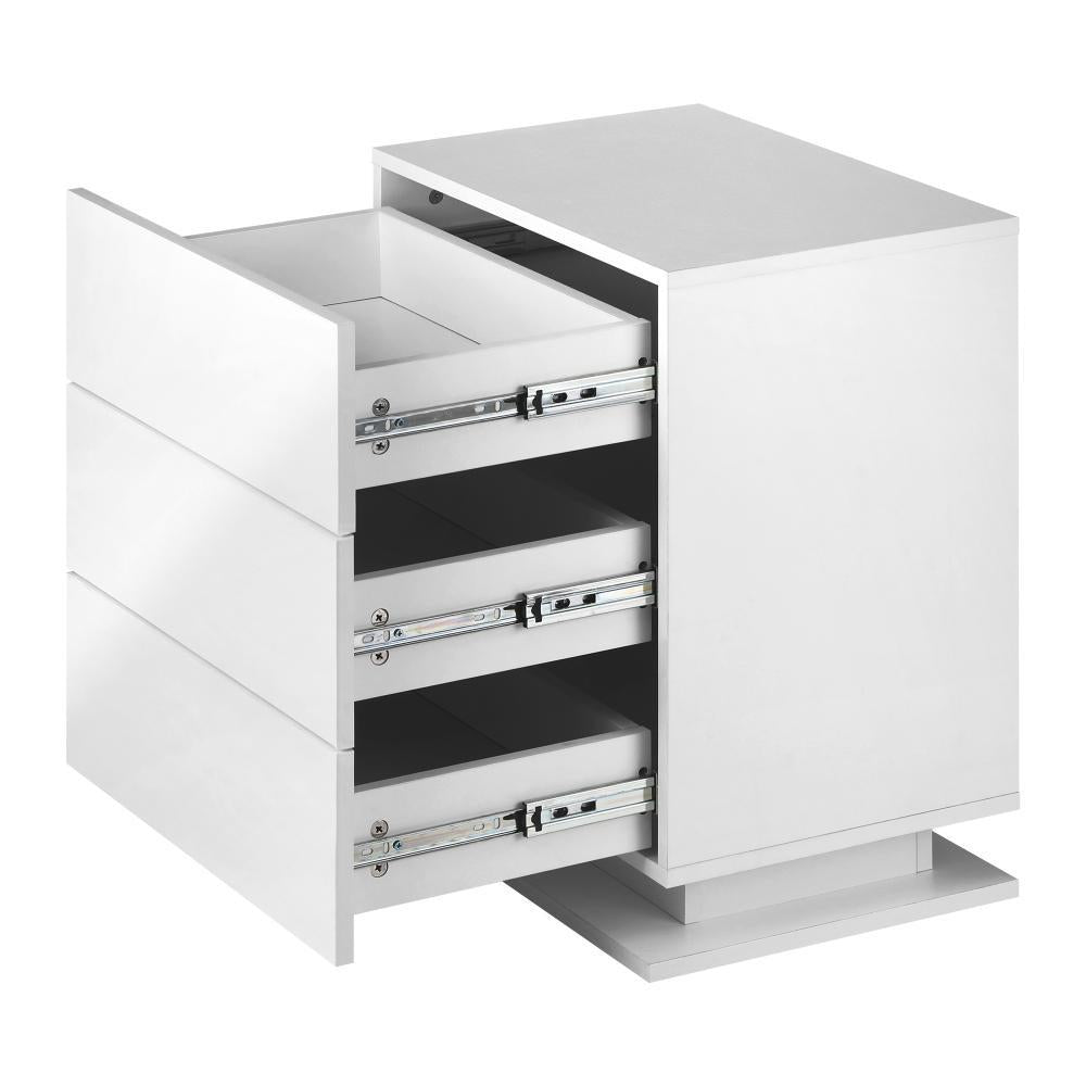 LED Bedside Table RGB 3 Drawers White