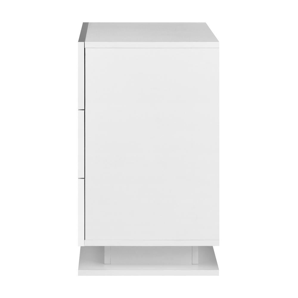 LED Bedside Table RGB 3 Drawers White