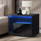 RGB LED Bedside Table High Gloss 1 Drawer Black