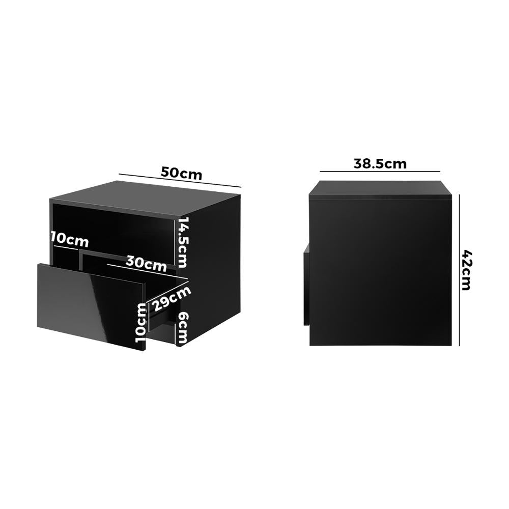 Bedside Tables RGB LED High Gloss Black