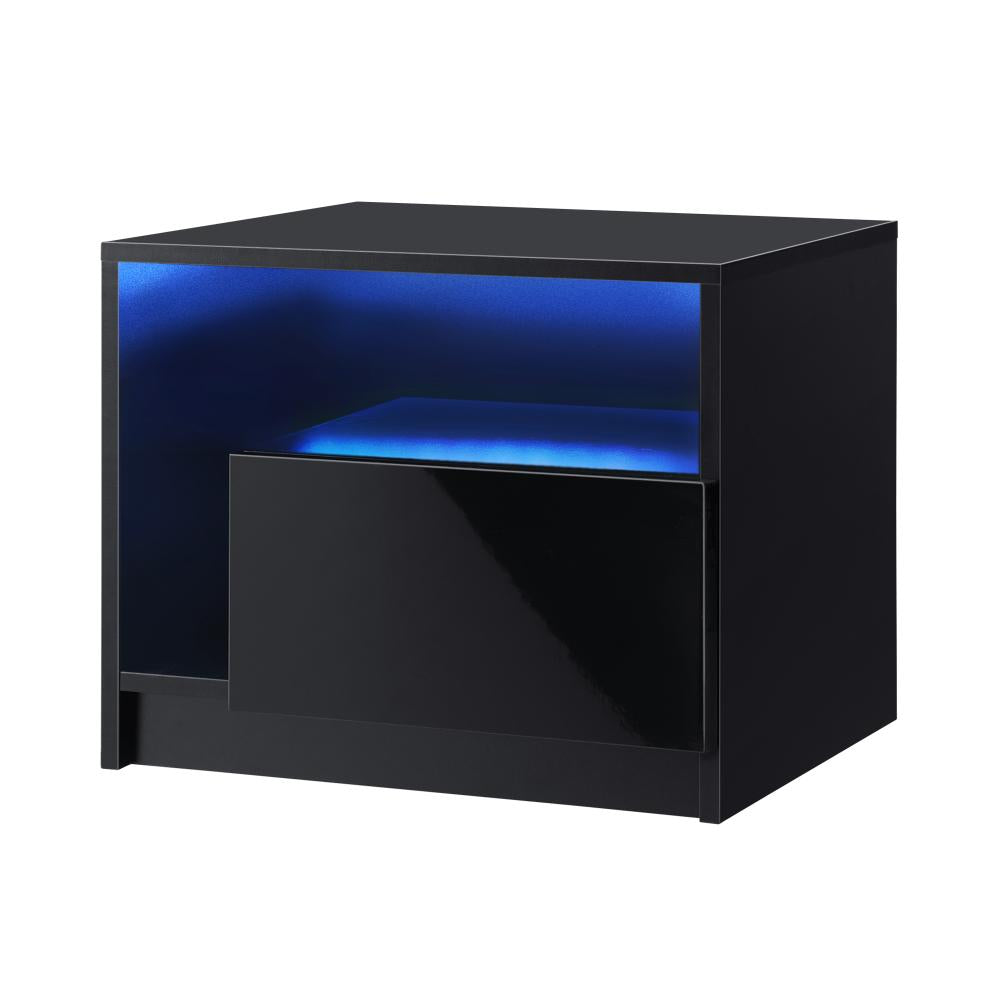 Bedside Tables RGB LED High Gloss Black