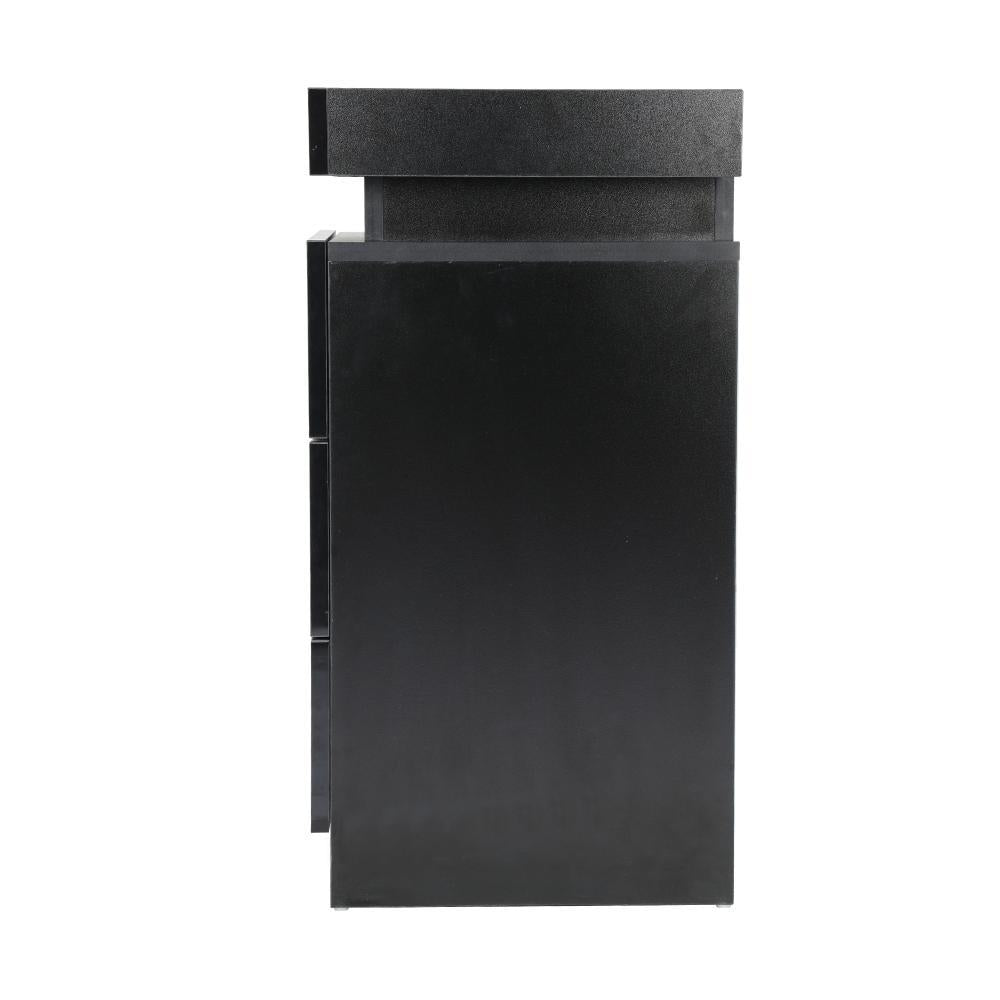 Bedside Table RGB LED 3 Drawers Black
